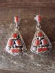 Navajo Indian Sterling Silver Coral Cluster Post Earrings! by MC