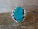 Navajo Sterling Silver Feather & Turquoise Ring by MR - Size 12