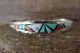 Zuni Sterling Silver Turquoise, Coral, Jet, Shell Inlay Bracelet by Quinton Bowannie 