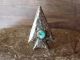 Navajo Sand Cast Sterling Silver Turquoise Arrowhead Ring Signed by Johnson - Size 7