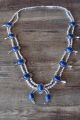 Navajo Jewelry Lapis Squash Blossom Necklace by Bobby Cleveland