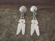 Navajo Indian Sterling Silver Concho Feather Earrings by Arviso