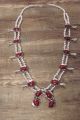 Navajo Jewelry Red Howlite Squash Blossom Necklace by Bobby Cleveland