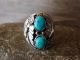 Navajo Indian Sterling Silver Turquoise & Feather Ring by Begay - Size 12