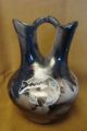 Acoma Pueblo Etched Arched Bear Horse Hair Wedding Vase by Gary Yellow Corn