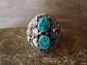 Navajo Indian Sterling Silver Turquoise & Feather Ring by Begay - Size 11