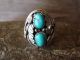 Navajo Indian Sterling Silver Turquoise & Feather Ring by Begay - Size 10