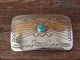 Navajo Hand Stamped Sterling Silver Turquoise Belt Buckle 