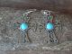 Navajo Indian Nickel Silver & Turquoise Cross Dangle Earrings - Jackie Cleveland
