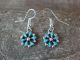 Zuni Indian Sterling Silver & Turquoise Cluster Dangle Earrings - Mutte