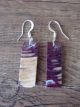 Native American Sterling Silver Purple Spiny Oyster Dangle Earrings! 