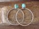 Navajo Indian Sterling Silver & Turquoise Hoop Post Earrings - Betone
