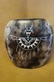 Acoma Pueblo Etched Horse Hair Deer Vase by Gary Yellow Corn