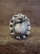 Navajo Sterling Silver & White Buffalo Turquoise Ring by Yellowhair - Size 8.5