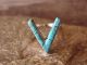 Zuni Indian Sterling Silver Turquoise Inlay Ring by Waseta - Size 6