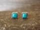 Navajo Sterling Silver Square Turquoise Post Earrings Shorty