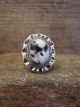 Navajo Sterling Silver & White Buffalo Turquoise Ring by Yellowhair - Size 8.5