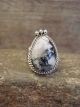 Navajo Sterling Silver & White Buffalo Turquoise Ring by Martinez - Size 5.5