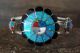 Zuni Indian Jewelry Sterling Silver Blue Opal Inlay Sunface Bracelet - FDS
