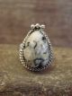 Navajo Sterling Silver & White Buffalo Turquoise Ring by Martinez - Size 6.5