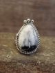 Navajo Sterling Silver & White Buffalo Turquoise Ring by Martinez - Size 6
