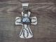 Navajo Indian Nickel Silver Howlite Cross Pendant by Jackie Cleveland