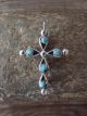 Zuni Sterling Silver Reversible Turquoise & Coral Cross Pendant 