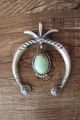 Navajo Indian Sterling Silver Turquoise Cast Naja Pendant - M. Cayatineto