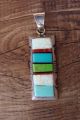Navajo Indian Sterling Silver Turquoise Opal Inlay Pendant by Steve Francisco