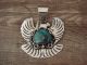 Navajo Indian Nickel Silver Turquoise Eagle Pendant by Jackie Cleveland
