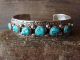 Navajo Sterling Silver Turquoise Row Bracelet Signed GS