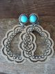 Navajo Indian Nickel Silver Turquoise Stamped Post Earrings by Jackie Cleveland