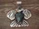 Navajo Indian Nickel Silver Turquoise Thunderbird Pendant by Jackie Cleveland