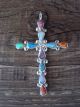 Zuni Indian Jewelry Sterling Silver Opal Cross Pendant by Bryce Vacit