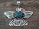 Navajo Indian Nickel Silver Turquoise Peyote Bird Pendant by Jackie Cleveland