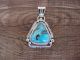Navajo Jewelry Sterling Silver Turquoise Pendant by Samuel Yellowhair