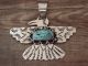 Navajo Indian Nickel Silver Turquoise Peyote Bird Pendant by Jackie Cleveland