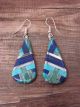 Santo Domingo Sterling Silver Turquoise  & Lapis Inlay Dangle Earrings by Coriz