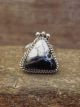 Navajo Sterling Silver & White Buffalo Turquoise Ring by Gordon - Size 5.5