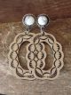 Navajo Indian Nickel Silver White Howlite Stamped Post Earrings by Jackie Cleveland