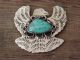 Navajo Indian Nickel Silver Turquoise Eagle Pin by Jackie Cleveland