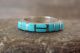 Zuni Indian Sterling Silver Turquoise Inlay Ring - Signed - Size 6