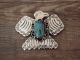 Navajo Indian Nickel Silver Turquoise Thunderbird Pin by Jackie Cleveland