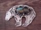 Navajo Indian Nickel Silver Turquoise Bear Pin by Jackie Cleveland