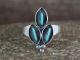 Zuni Indian Sterling Silver Turquoise Cluster Ring by Othole Size 7.5