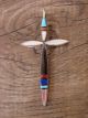 Zuni Indian Sterling Silver Inlay Cross Pendant by  Lynette Bowannie