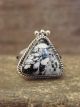 Navajo Sterling Silver & White Buffalo Turquoise Ring by Gordon - Size 7
