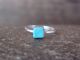 Zuni Indian Sterling Silver Square Turquoise Ring by Rosetta - Size 3.5