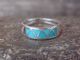 Zuni Indian Sterling Silver Turquoise Inlay Ring by Peina- Size 8