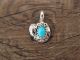 Small Navajo Indian Handmade Sterling Silver Turquoise Charm Pendant